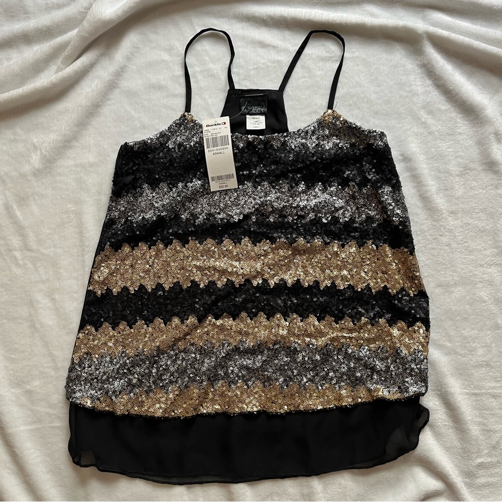 NWT Buckle Sequin Striped Tank Top